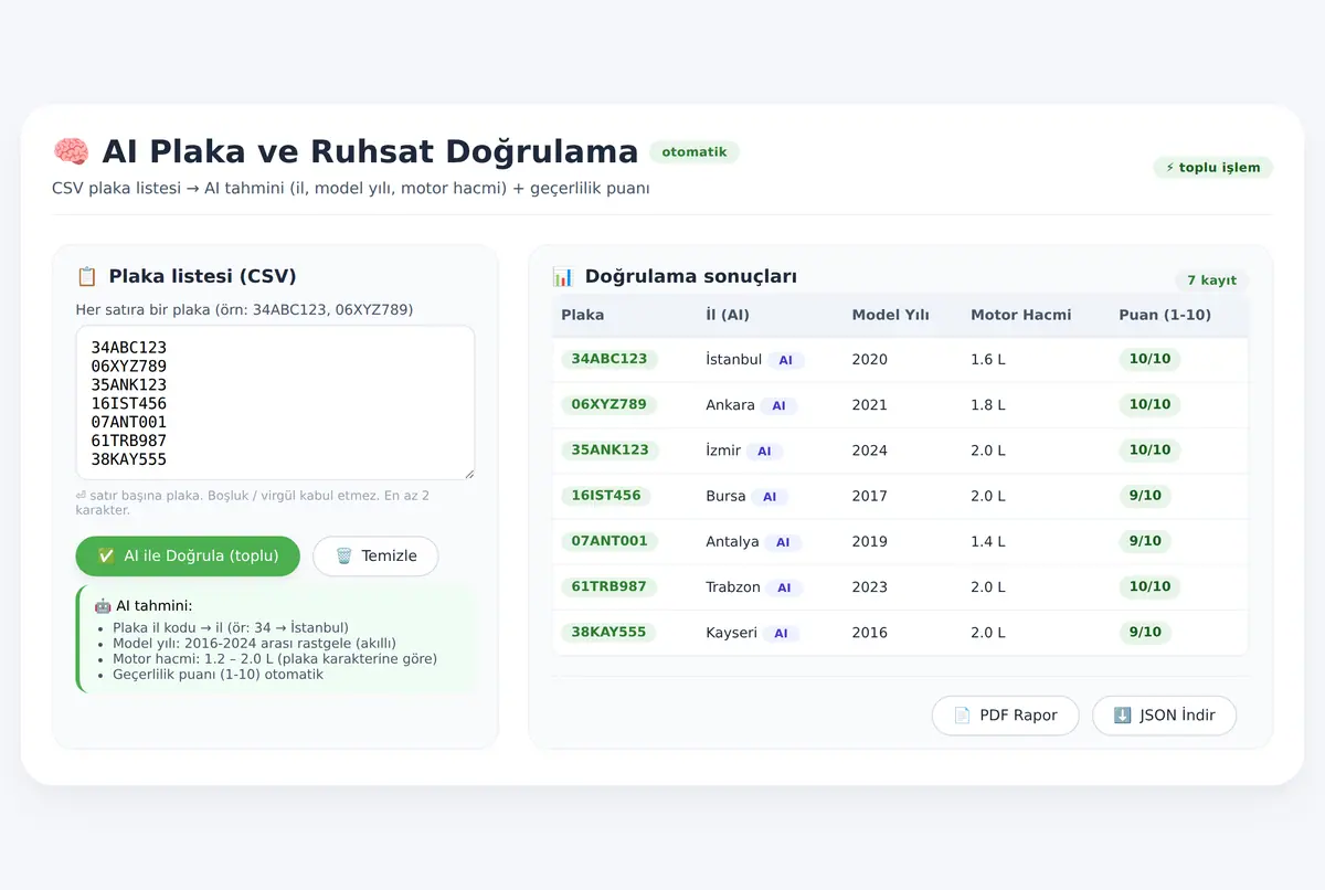 AI Plaka ve Ruhsat Doğrulama Aracı ekran görüntüsü 2