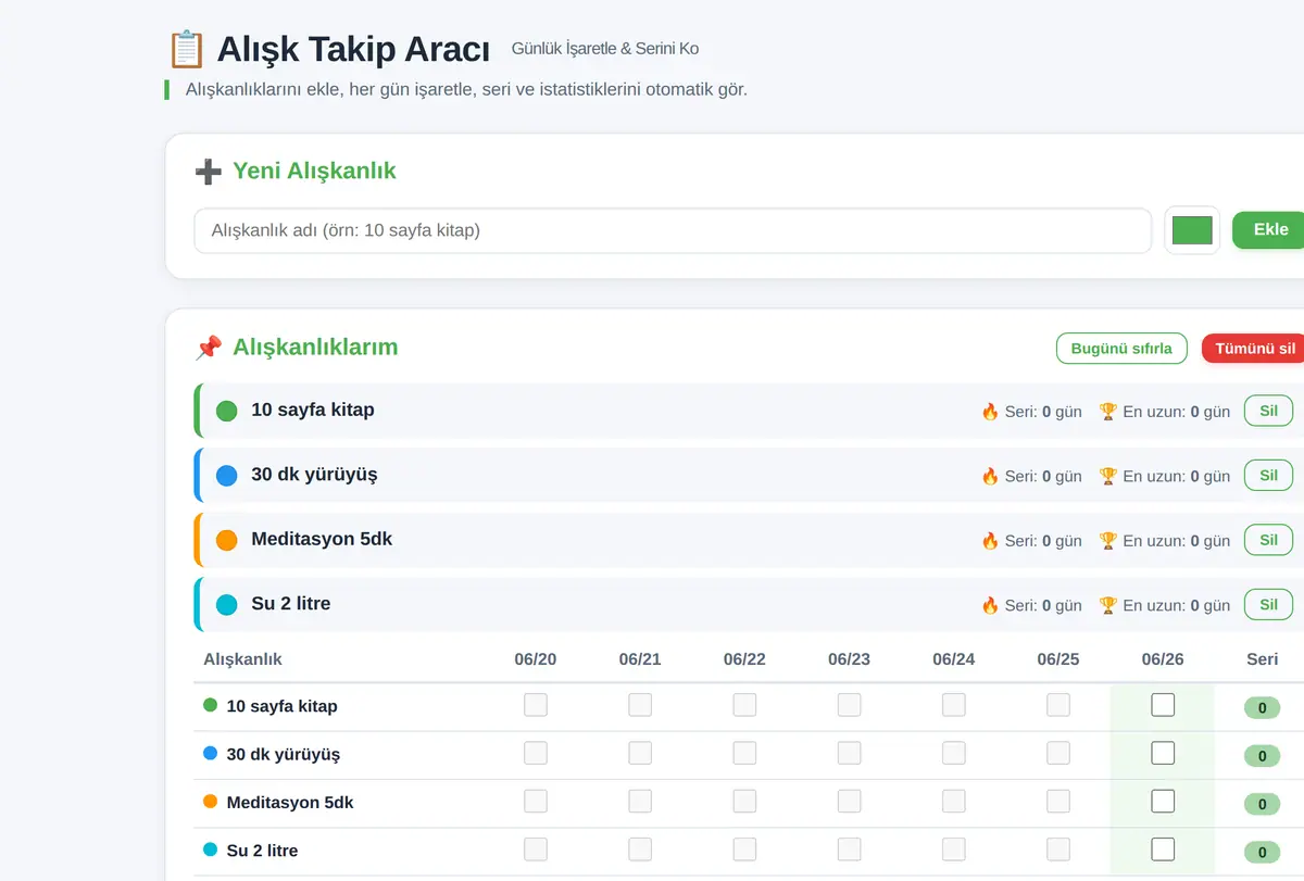 Alışk Takip Aracı - Günlük İşaretle & Serini Ko ekran görüntüsü