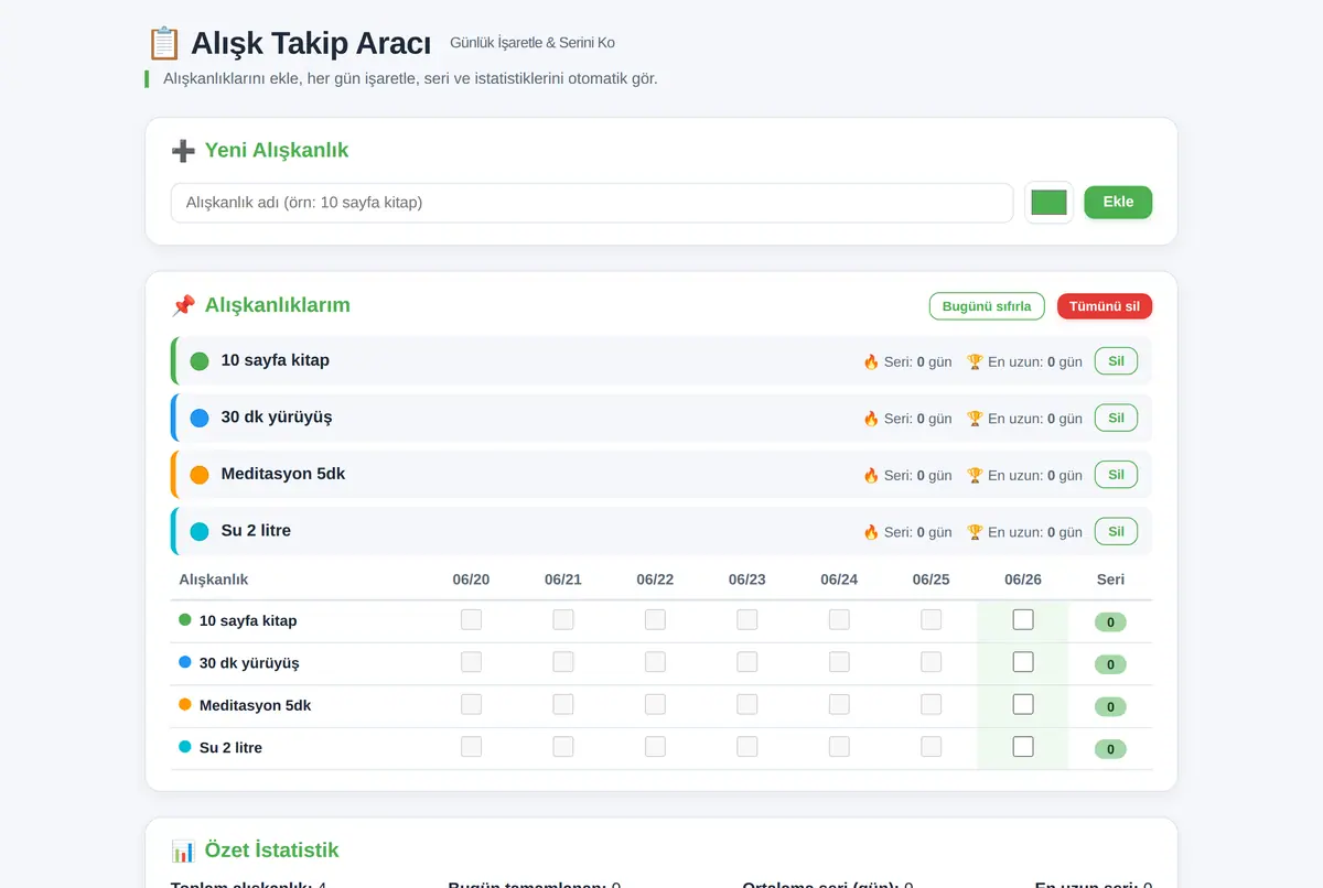 Alışk Takip Aracı - Günlük İşaretle & Serini Ko ekran görüntüsü 2
