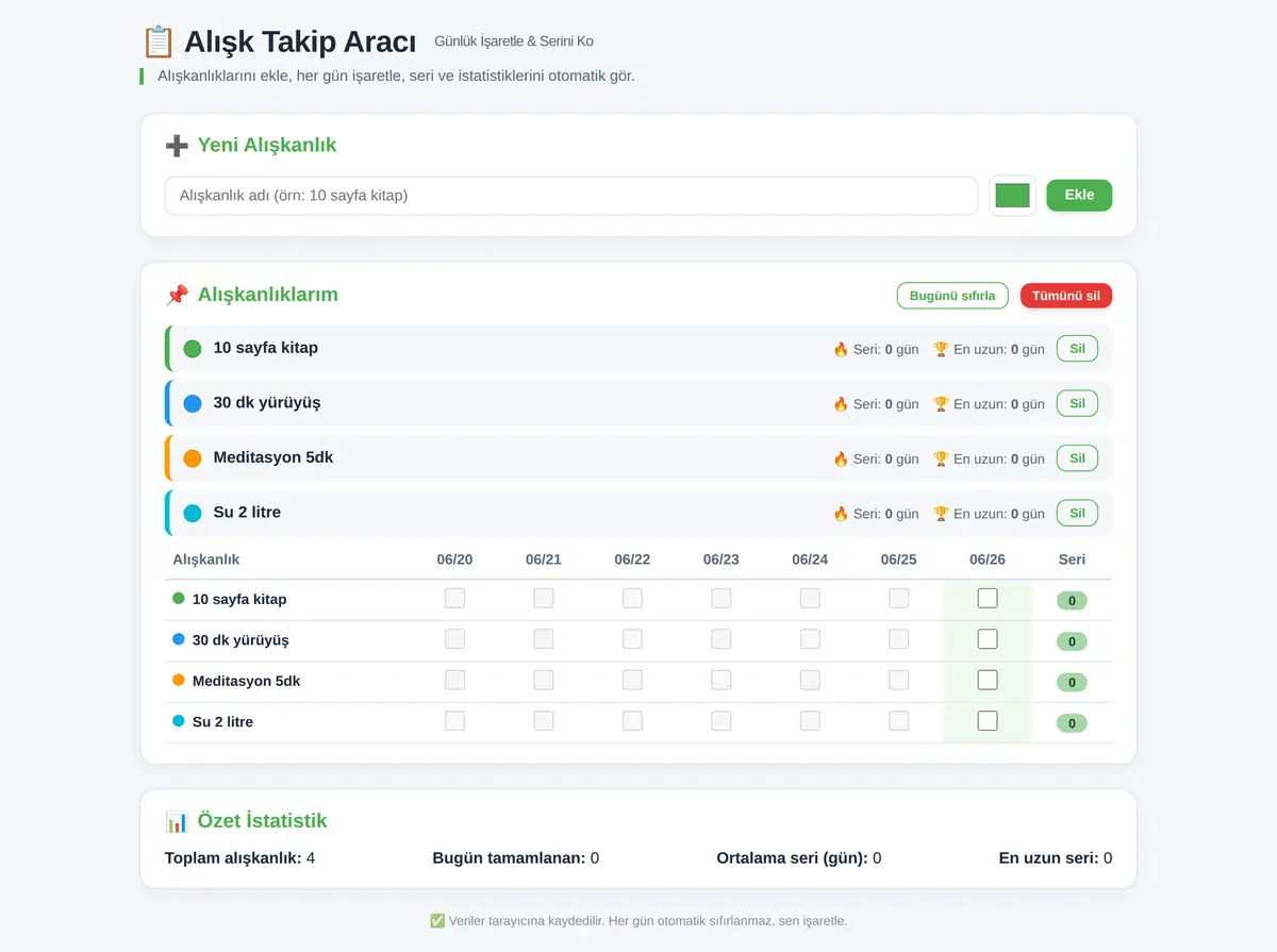 Alışk Takip Aracı - Günlük İşaretle & Serini Ko ekran görüntüsü 3