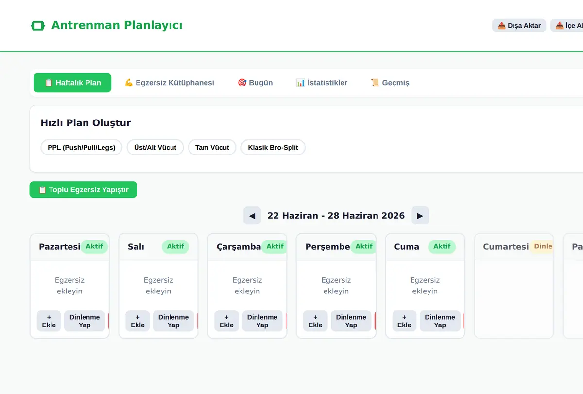 Antrenman Planlayıcı - Egzersiz Takip Aracı ekran görüntüsü