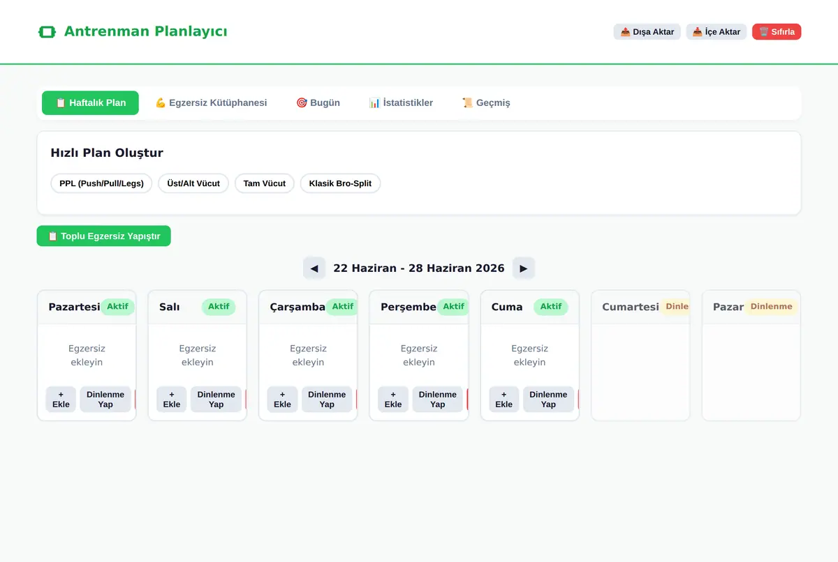 Antrenman Planlayıcı - Egzersiz Takip Aracı ekran görüntüsü 3