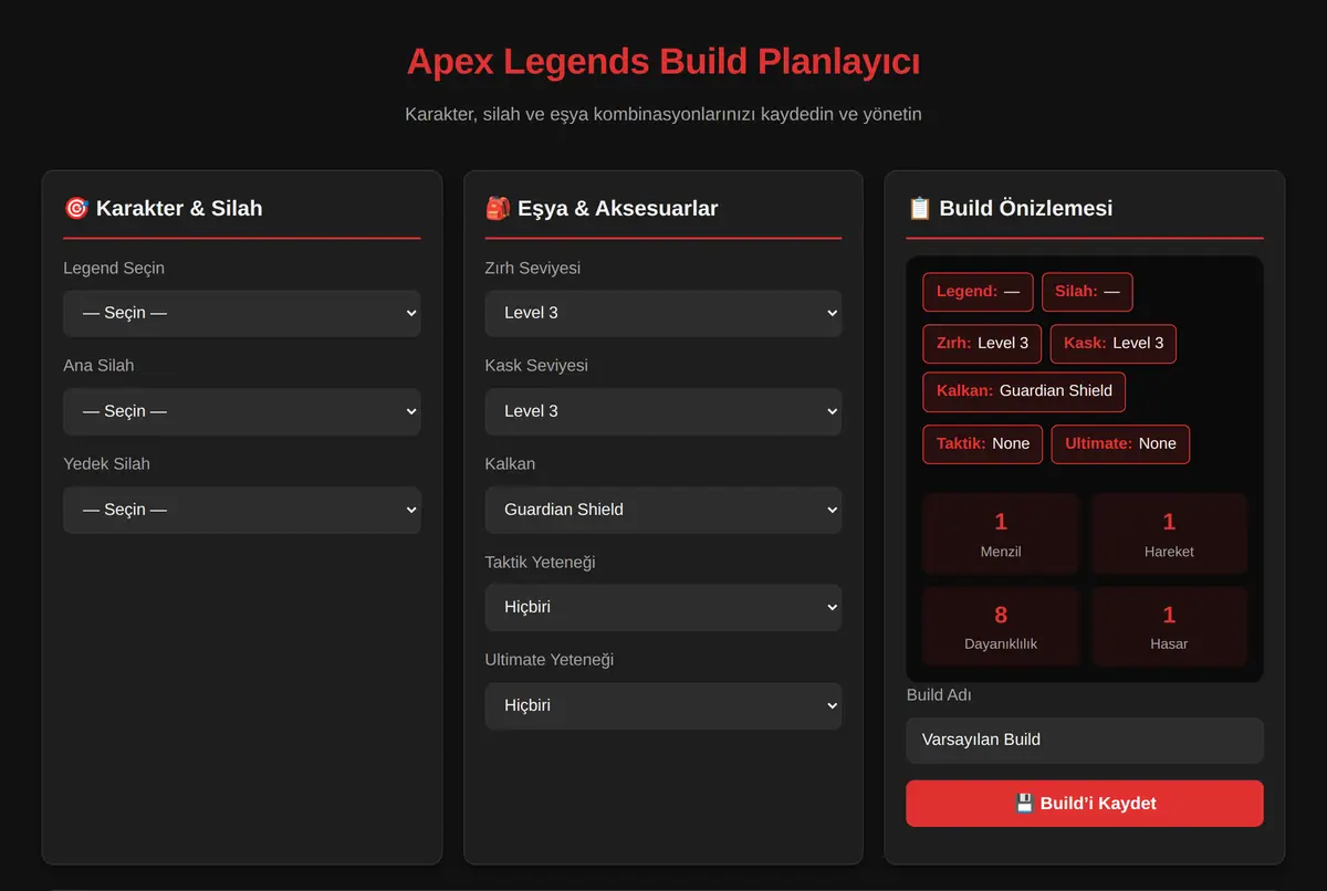Apex Legends Build Planlayıcı ekran görüntüsü 2