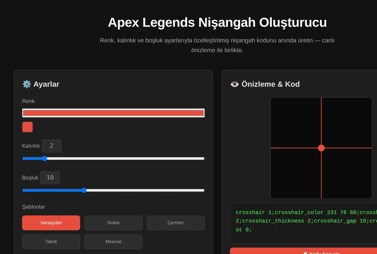 Apex Legends Nişangah Oluşturucu ekran görüntüsü