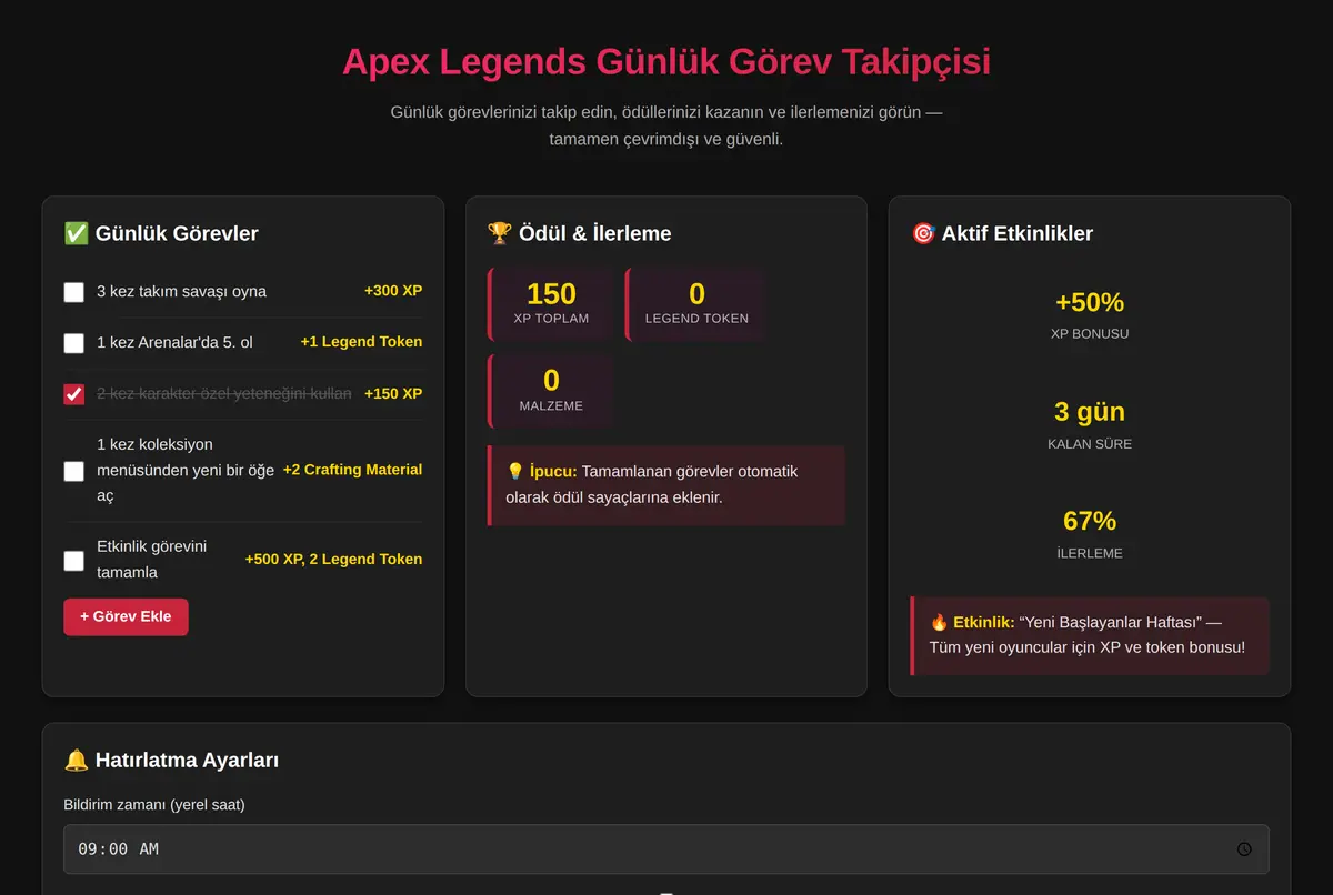 Apex Legends Günlük Görev Takipçisi ekran görüntüsü 2