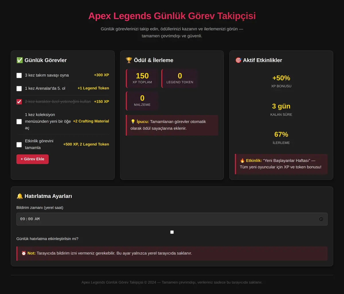 Apex Legends Günlük Görev Takipçisi ekran görüntüsü 3