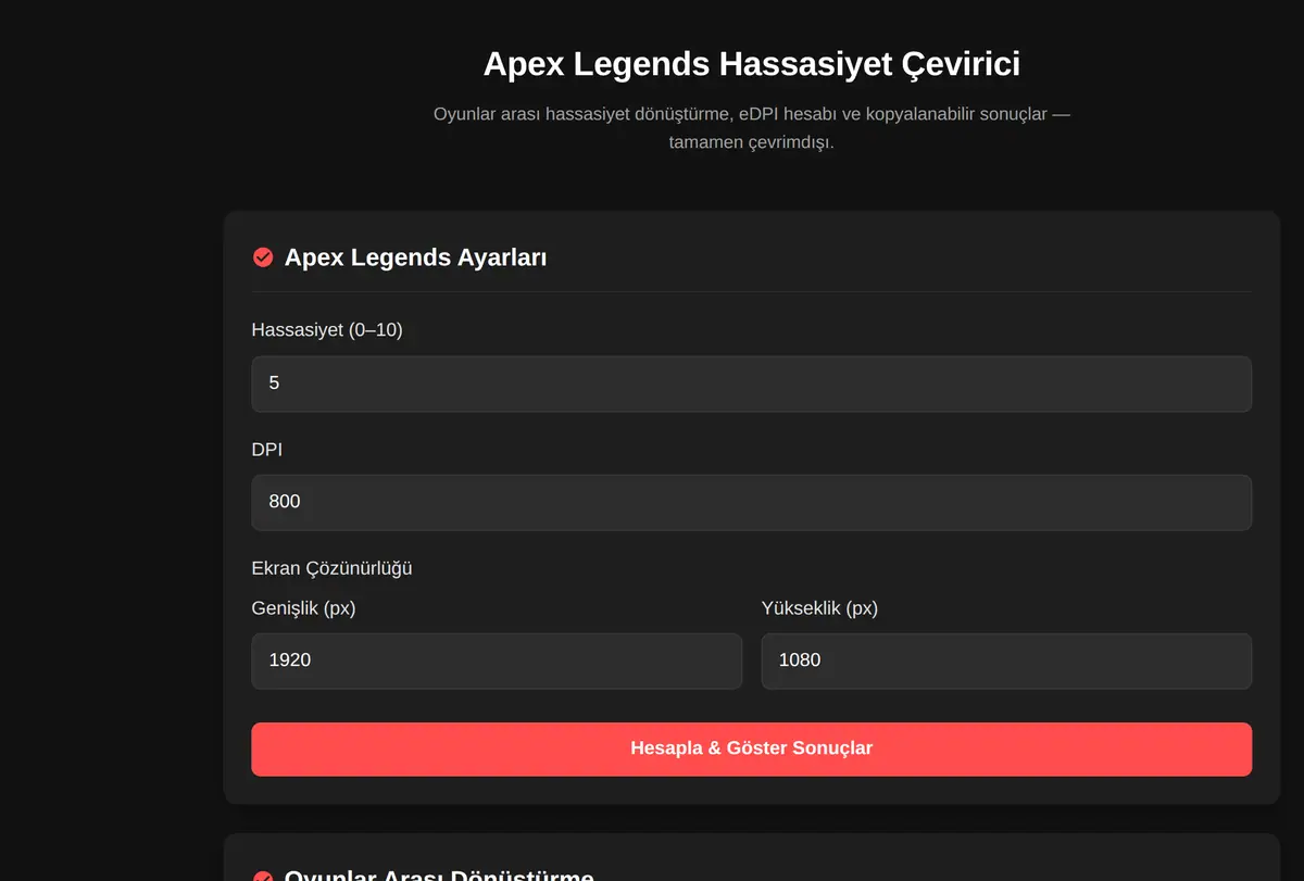 Apex Legends Hassasiyet Çevirici ekran görüntüsü