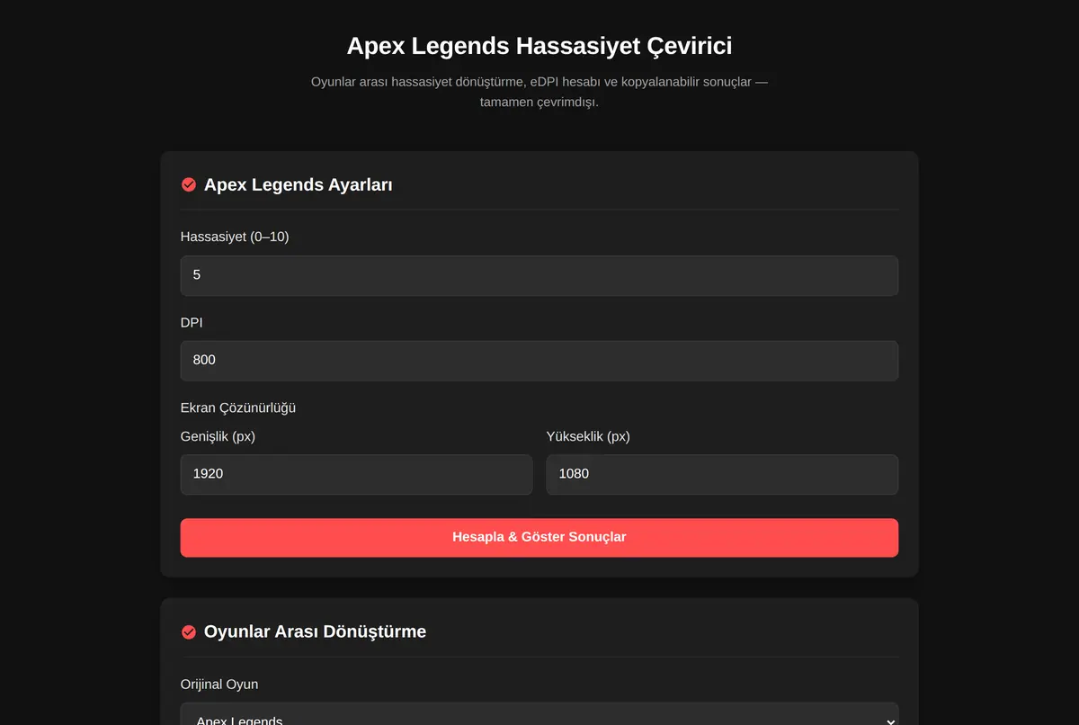 Apex Legends Hassasiyet Çevirici ekran görüntüsü 2