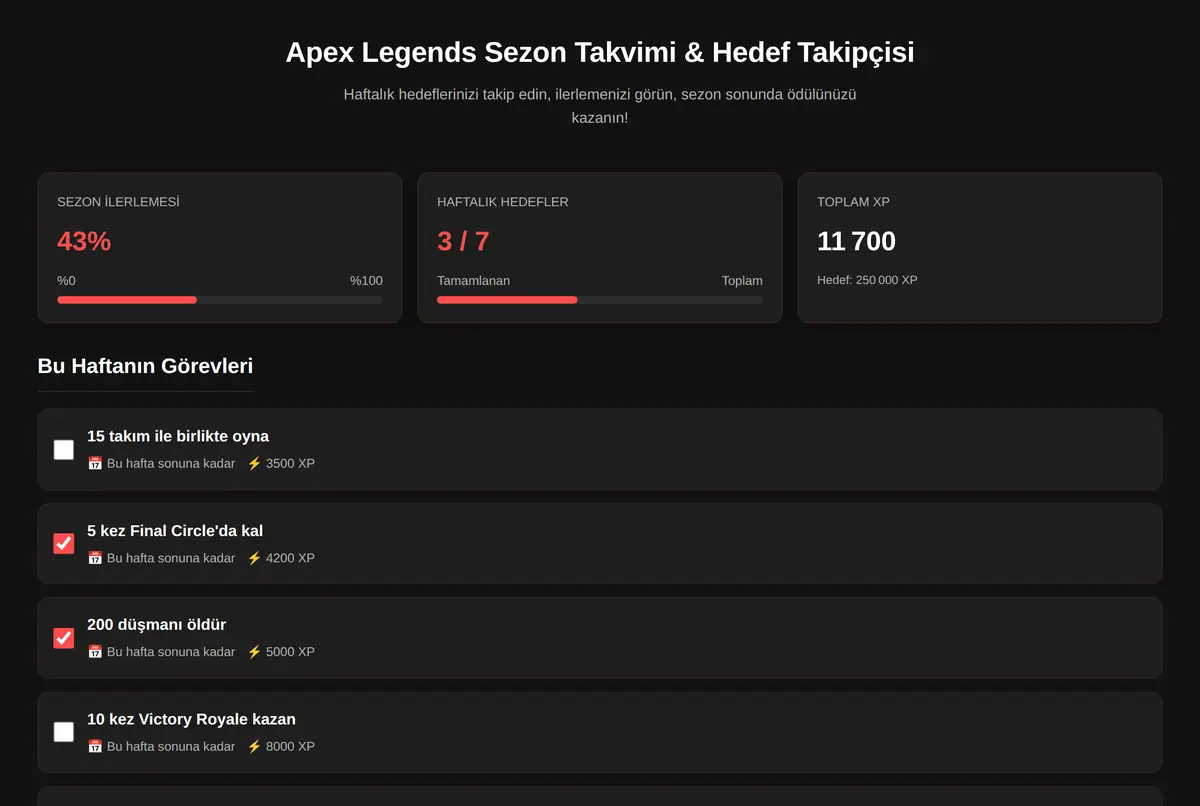 Apex Legends Sezon Takvimi & Hedef Takipçisi ekran görüntüsü 2