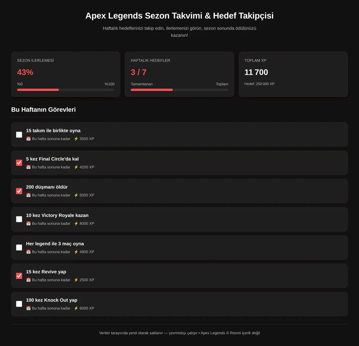 Apex Legends Sezon Takvimi & Hedef Takipçisi ekran görüntüsü 3