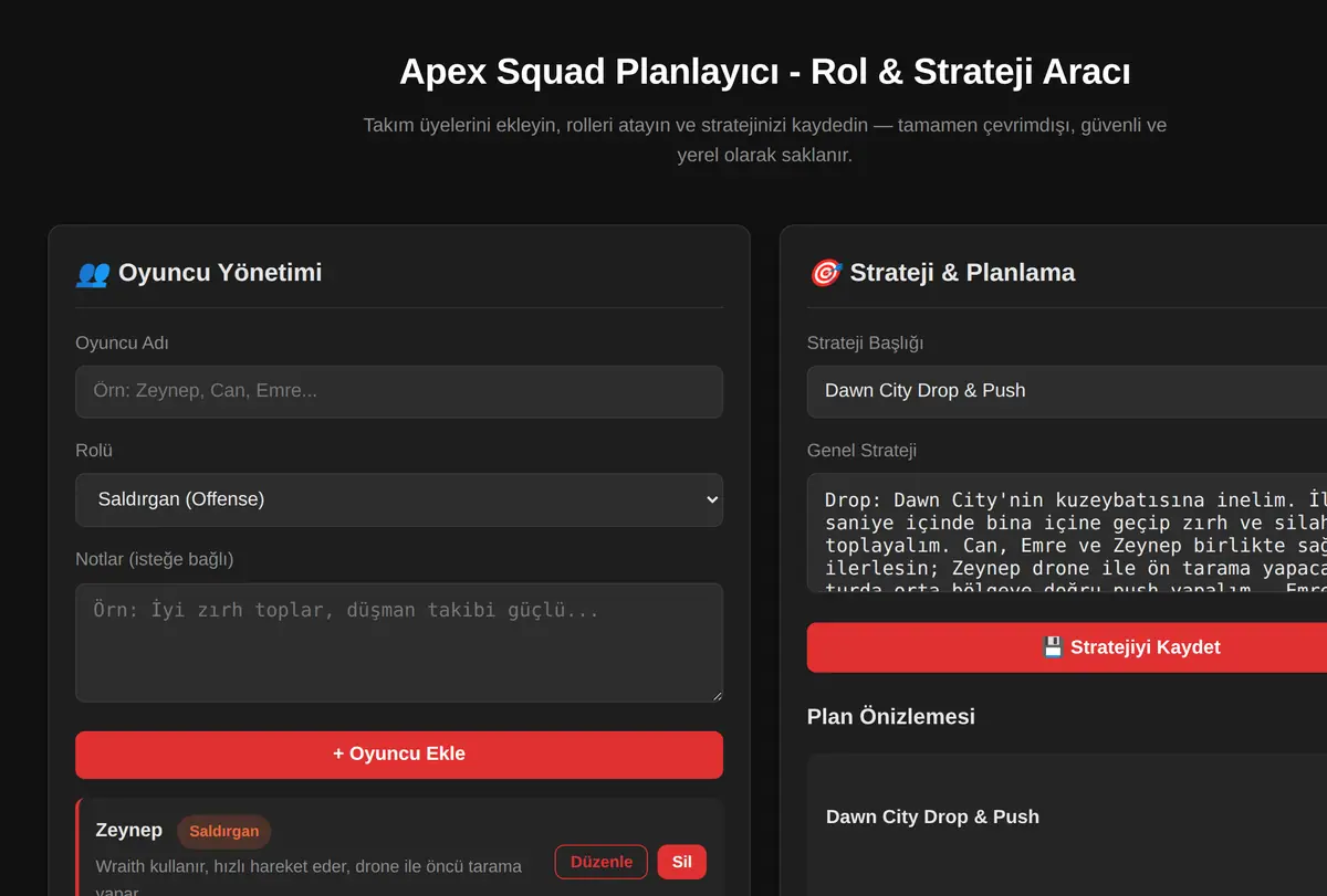 Apex Squad Planlayıcı - Rol & Strateji Aracı ekran görüntüsü