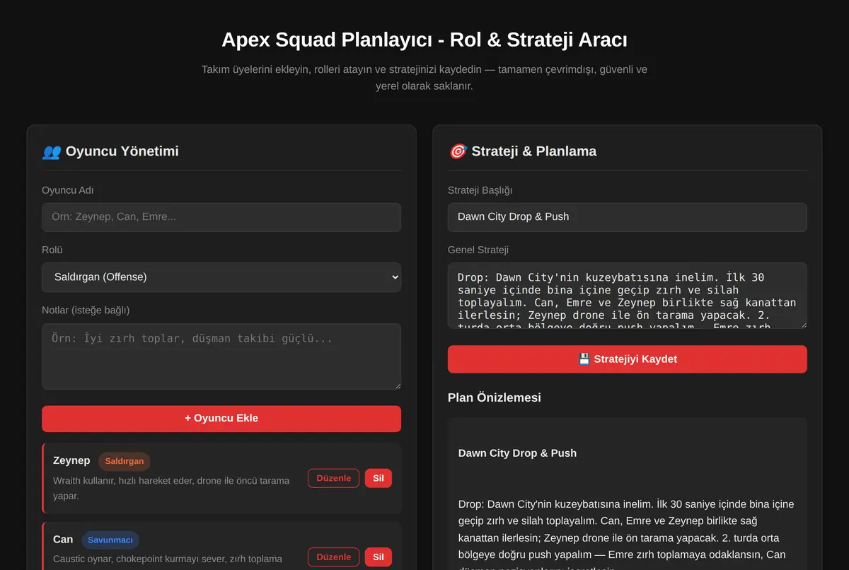 Apex Squad Planlayıcı - Rol & Strateji Aracı ekran görüntüsü 2