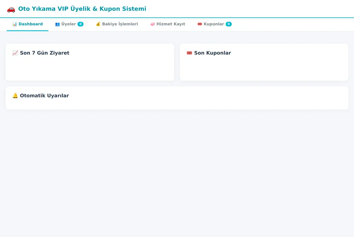 Oto Yıkama VIP Üyelik & Kupon Sistemi ekran görüntüsü 3