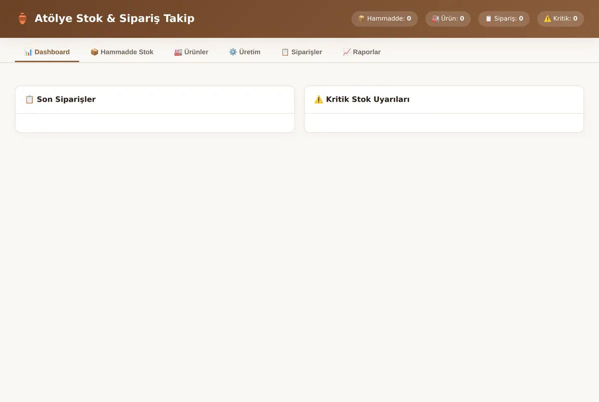 Atölye Stok & Sipariş Takip Aracı ekran görüntüsü 2