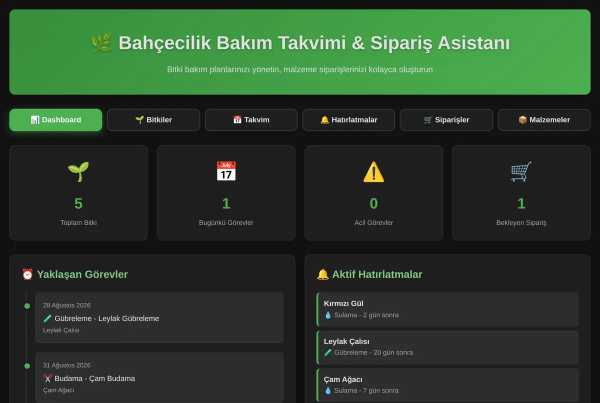 Bahçecilik Bakım Takvimi & Sipariş Asistanı ekran görüntüsü 2
