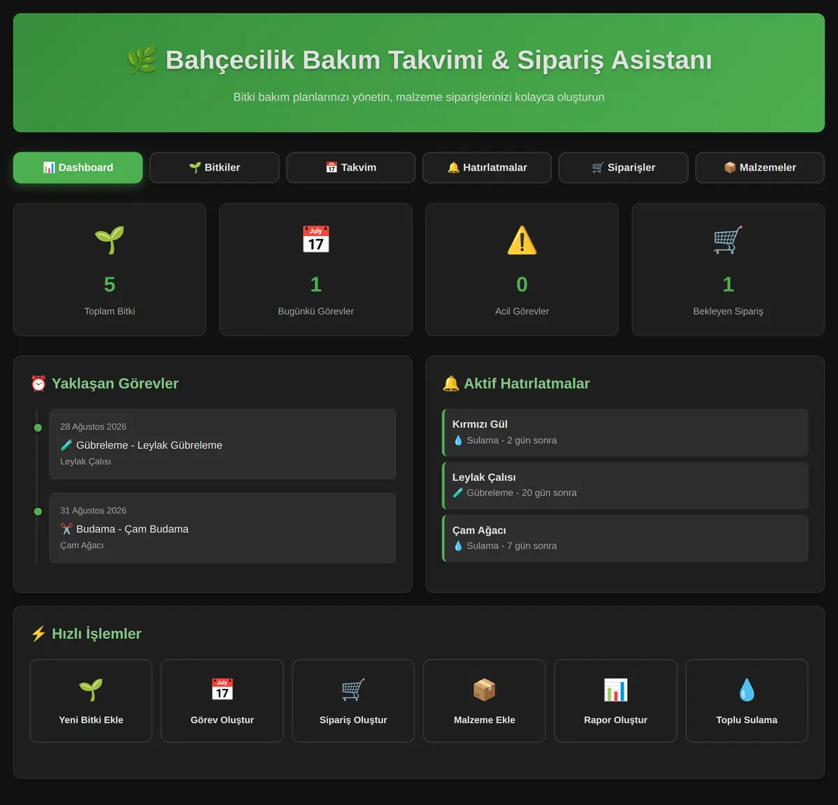 Bahçecilik Bakım Takvimi & Sipariş Asistanı ekran görüntüsü 3
