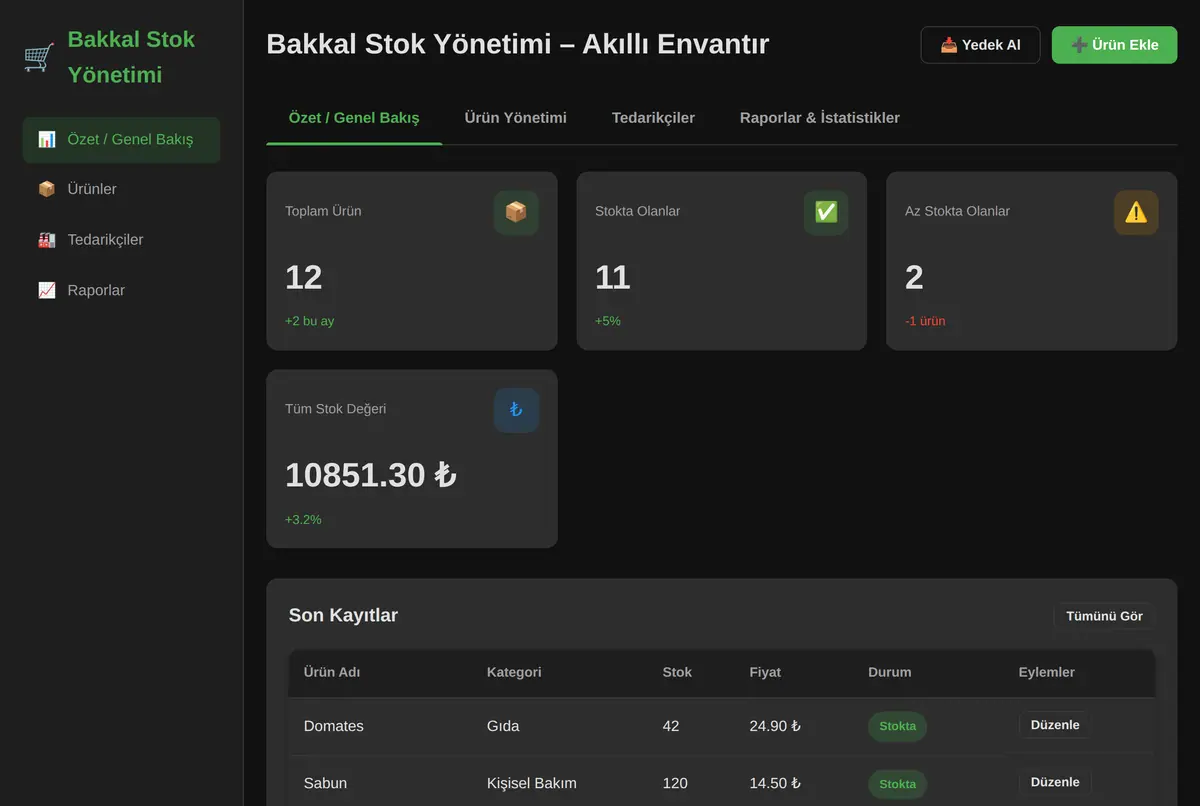 Bakkal Stok Yönetimi - Akıllı Envantır ekran görüntüsü 2