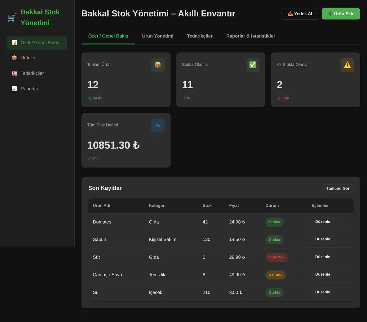 Bakkal Stok Yönetimi - Akıllı Envantır ekran görüntüsü 3