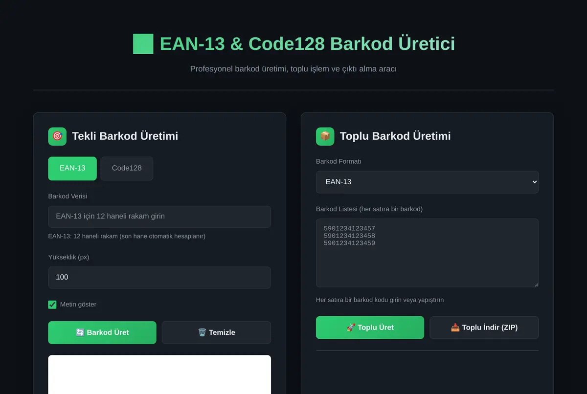 Barkod Üretici - EAN-13 & Code128 ekran görüntüsü 2