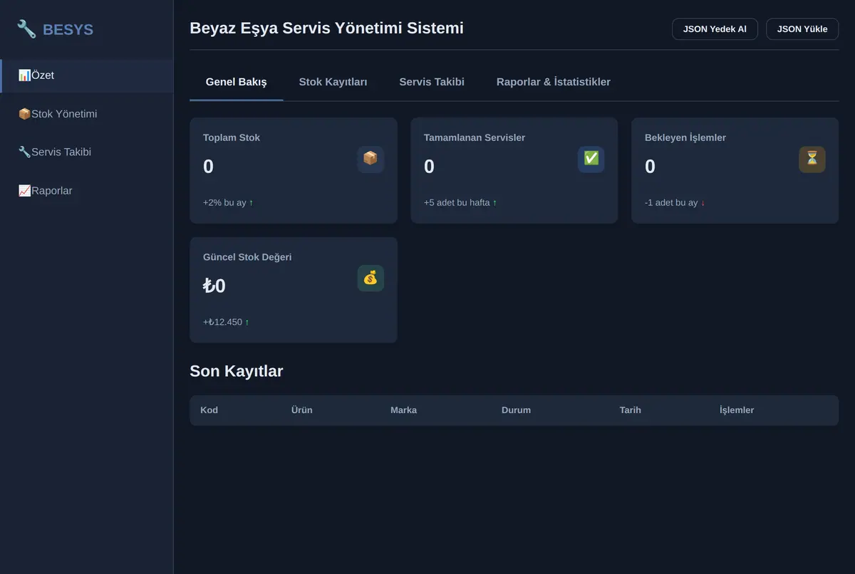 Beyaz Eşya Servis Yönetimi Sistemi ekran görüntüsü 3