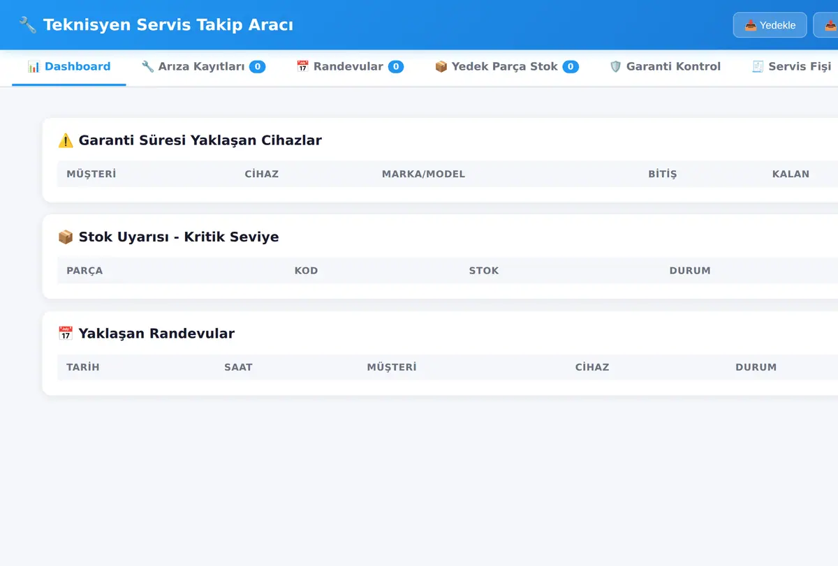 Teknisyen Servis Takip Aracı - Çevrimdışı ekran görüntüsü