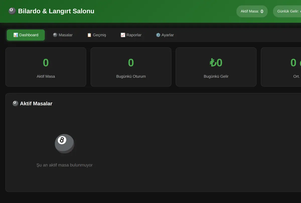 Bilardo & Langırt Salonu Müşteri Takip ve Ücret ekran görüntüsü