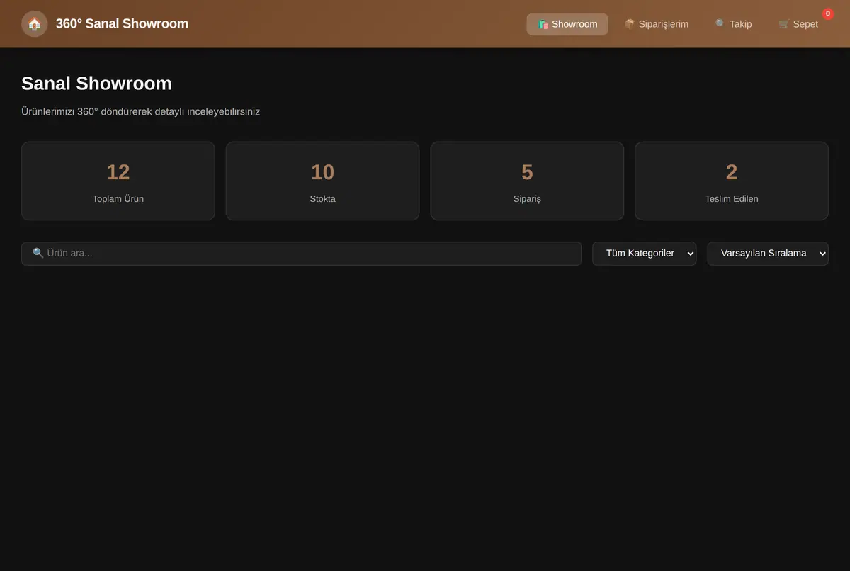 360° Sanal Showroom & Sipariş Takip Sistemi ekran görüntüsü 3