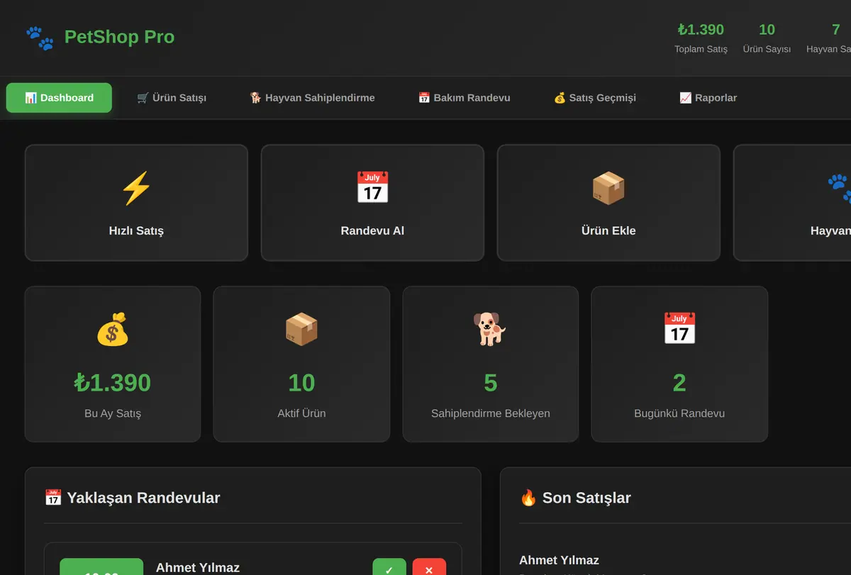 PetShop Pro: Tek Tıkla Satış & Randevu Sistemi ekran görüntüsü