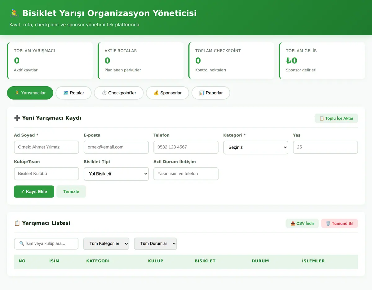 Bisiklet Yarışı Organizasyon Yöneticisi ekran görüntüsü 3