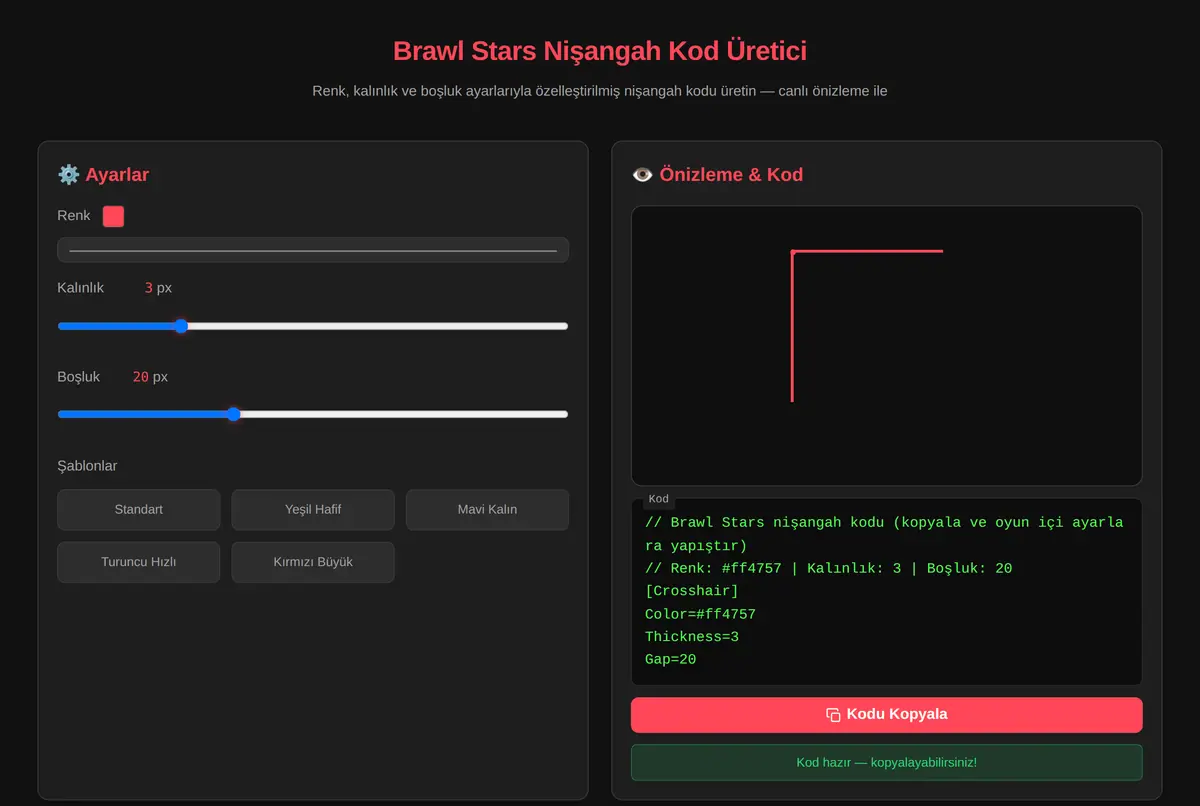 Brawl Stars Nişangah Kod Üretici ekran görüntüsü 2