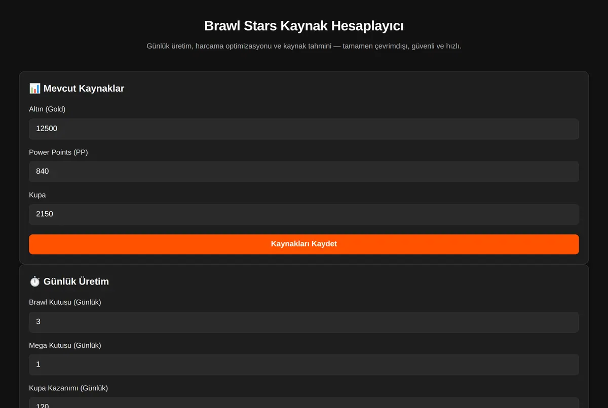 Brawl Stars Kaynak Hesaplayıcı ekran görüntüsü 2