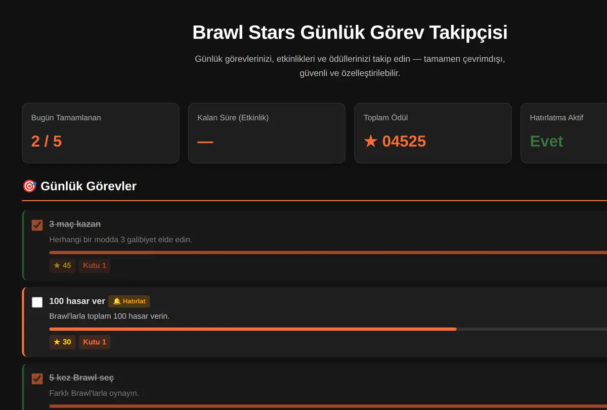 Brawl Stars Günlük Görev Takipçisi ekran görüntüsü