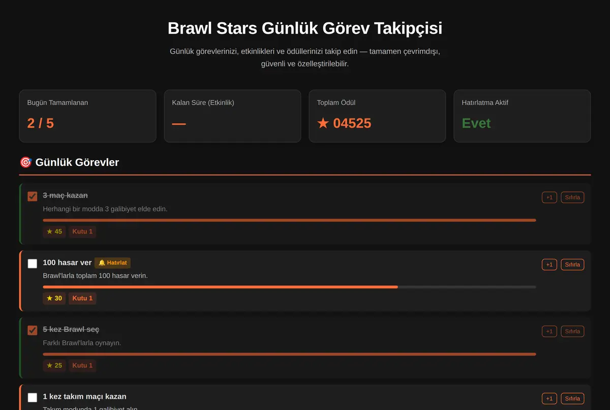 Brawl Stars Günlük Görev Takipçisi ekran görüntüsü 2