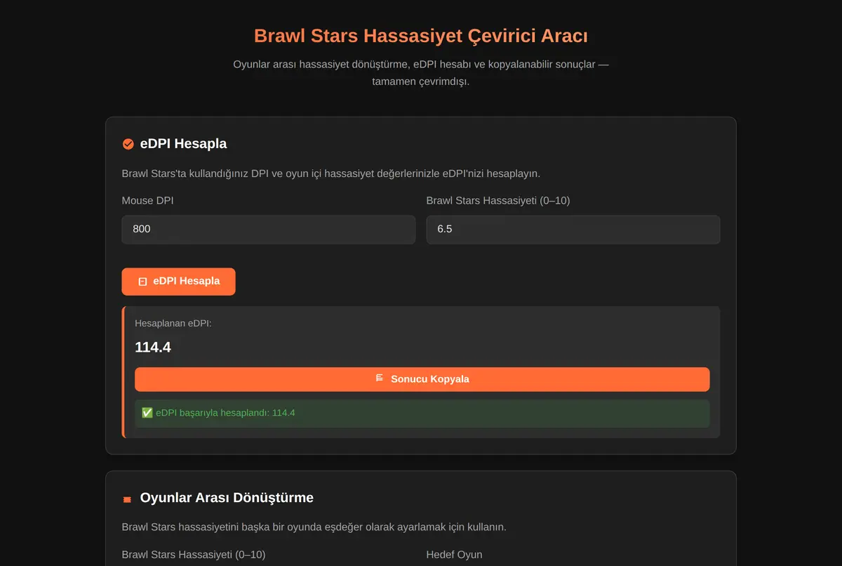 Brawl Stars Hassasiyet Çevirici Aracı ekran görüntüsü 2