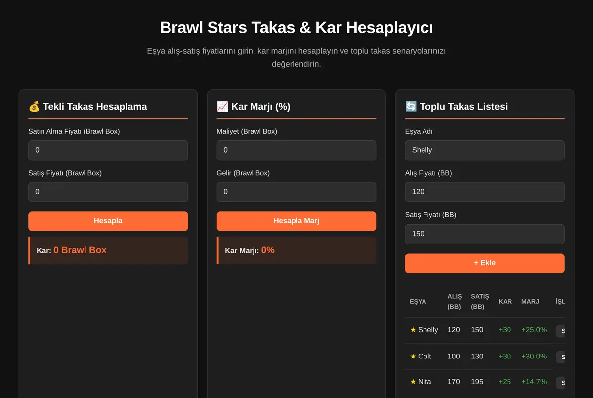 Brawl Stars Takas & Kar Hesaplayıcı ekran görüntüsü 2