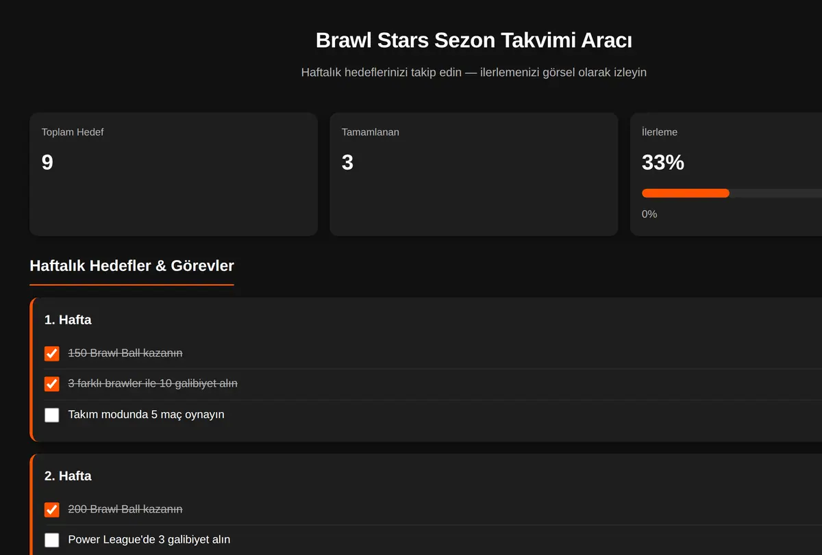 Brawl Stars Sezon Takvimi Aracı ekran görüntüsü