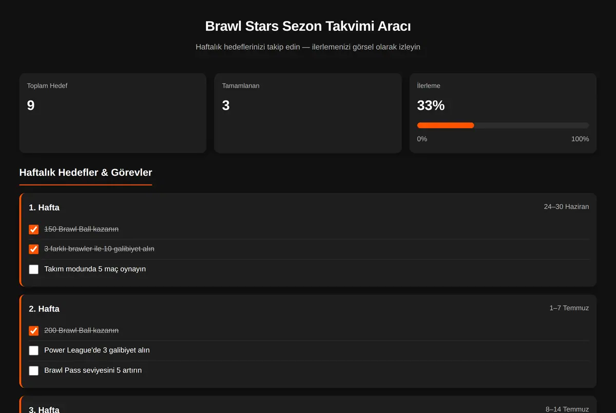 Brawl Stars Sezon Takvimi Aracı ekran görüntüsü 2
