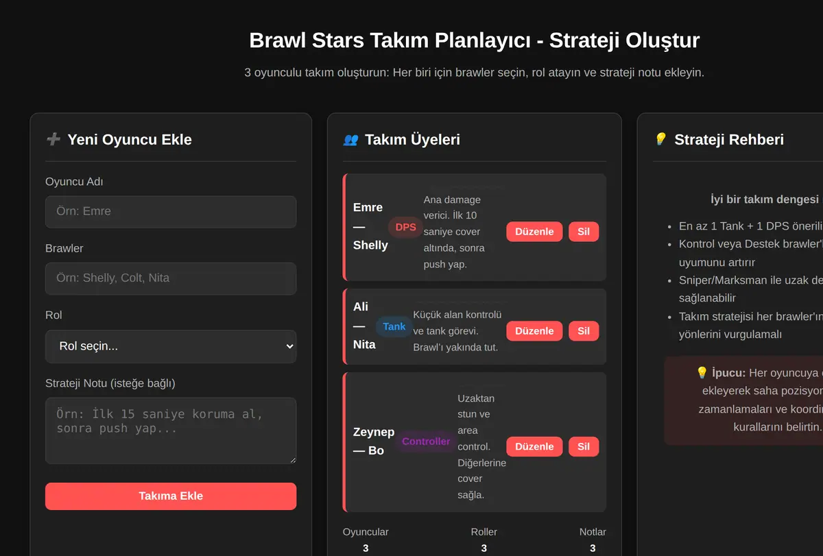 Brawl Stars Takım Planlayıcı - Strateji Oluştur ekran görüntüsü