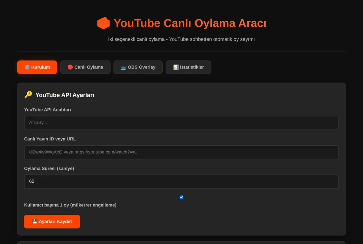 YouTube Canlı Oylama Aracı - Oy Sayımı ekran görüntüsü 2