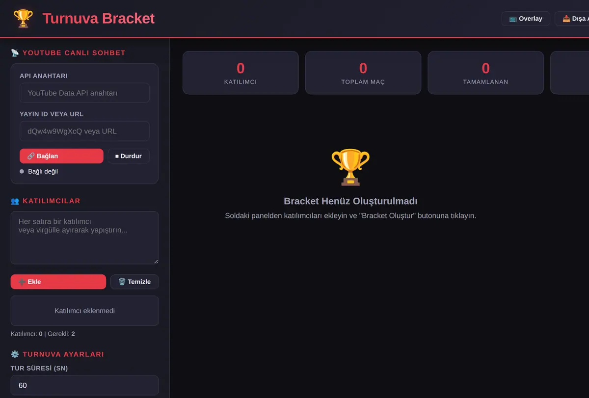 Canlı Turnuva Bracket Aracı - Eşleşme & Oylama ekran görüntüsü