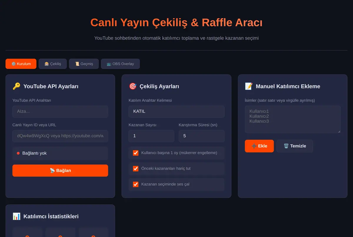 Canlı Yayın Çekiliş & Raffle Aracı ekran görüntüsü 2