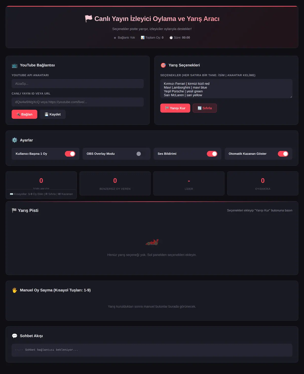 Canlı Yayın Yarış Oylama Aracı - OBS Overlay ekran görüntüsü 3