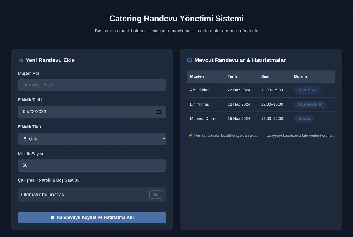 Catering Etkinlik Yönetimi Sistemi ekran görüntüsü 3