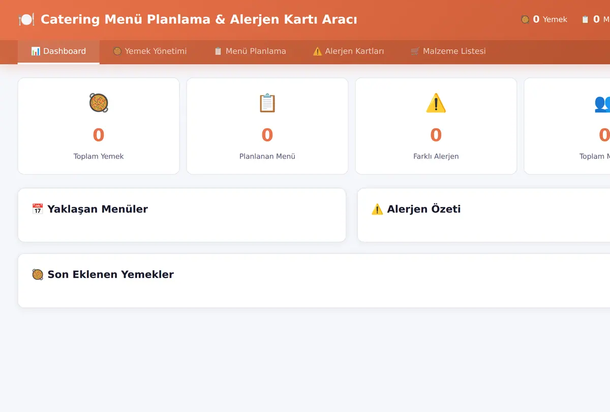 Catering Menü Planlama & Alerjen Kartı Aracı ekran görüntüsü