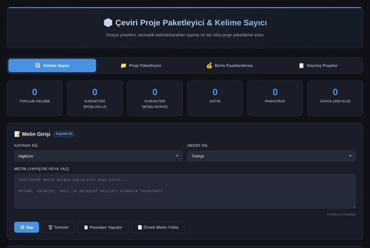 Çeviri Proje Paketleyici & Kelime Sayıcı ekran görüntüsü 2