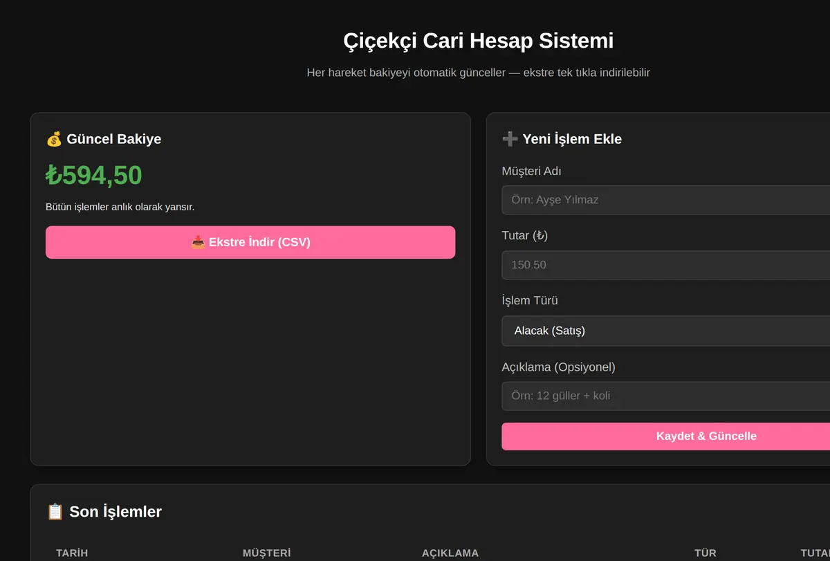 Cari Hesap & Fatura Yönetim Sistemi ekran görüntüsü