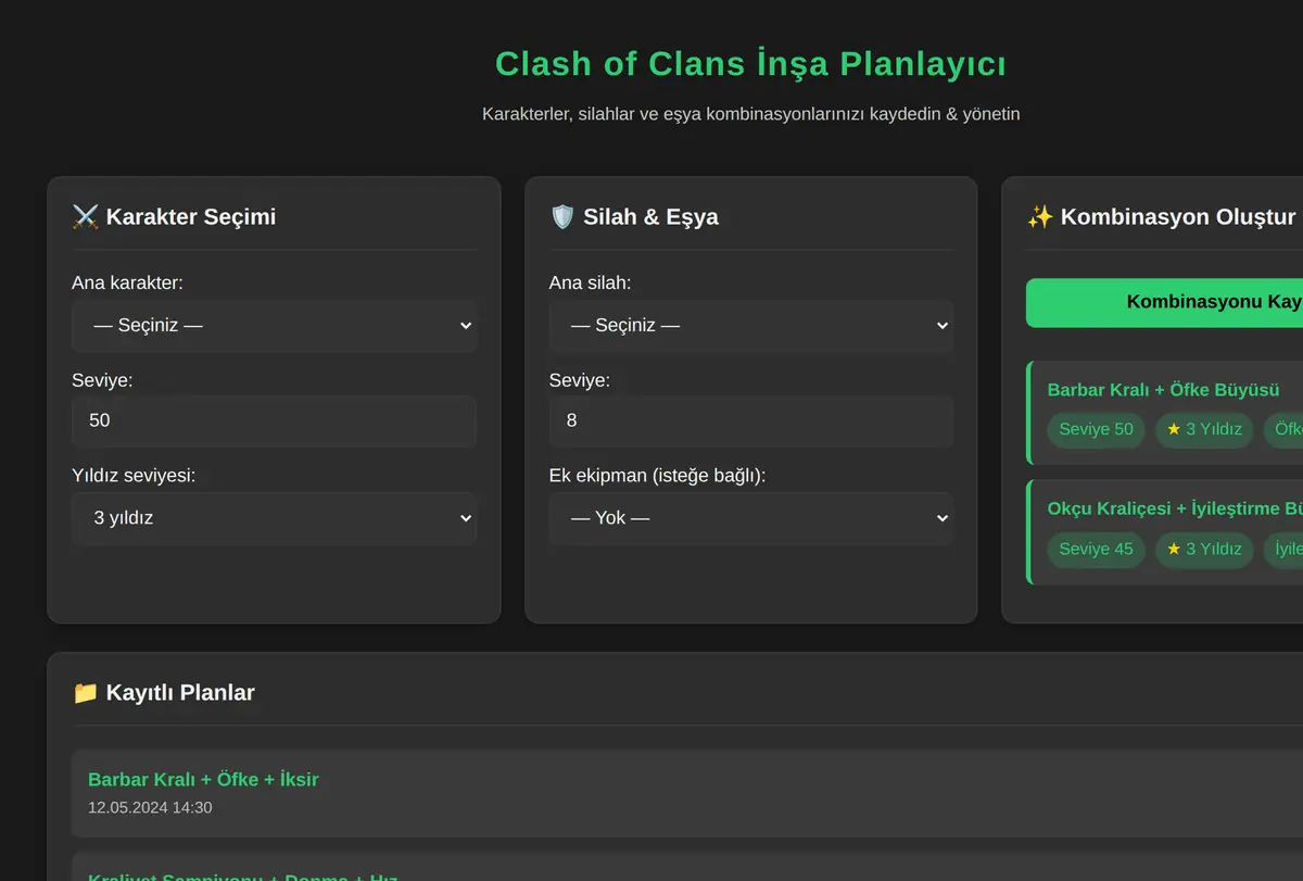 Clash of Clans İnşa Planlayıcı ekran görüntüsü