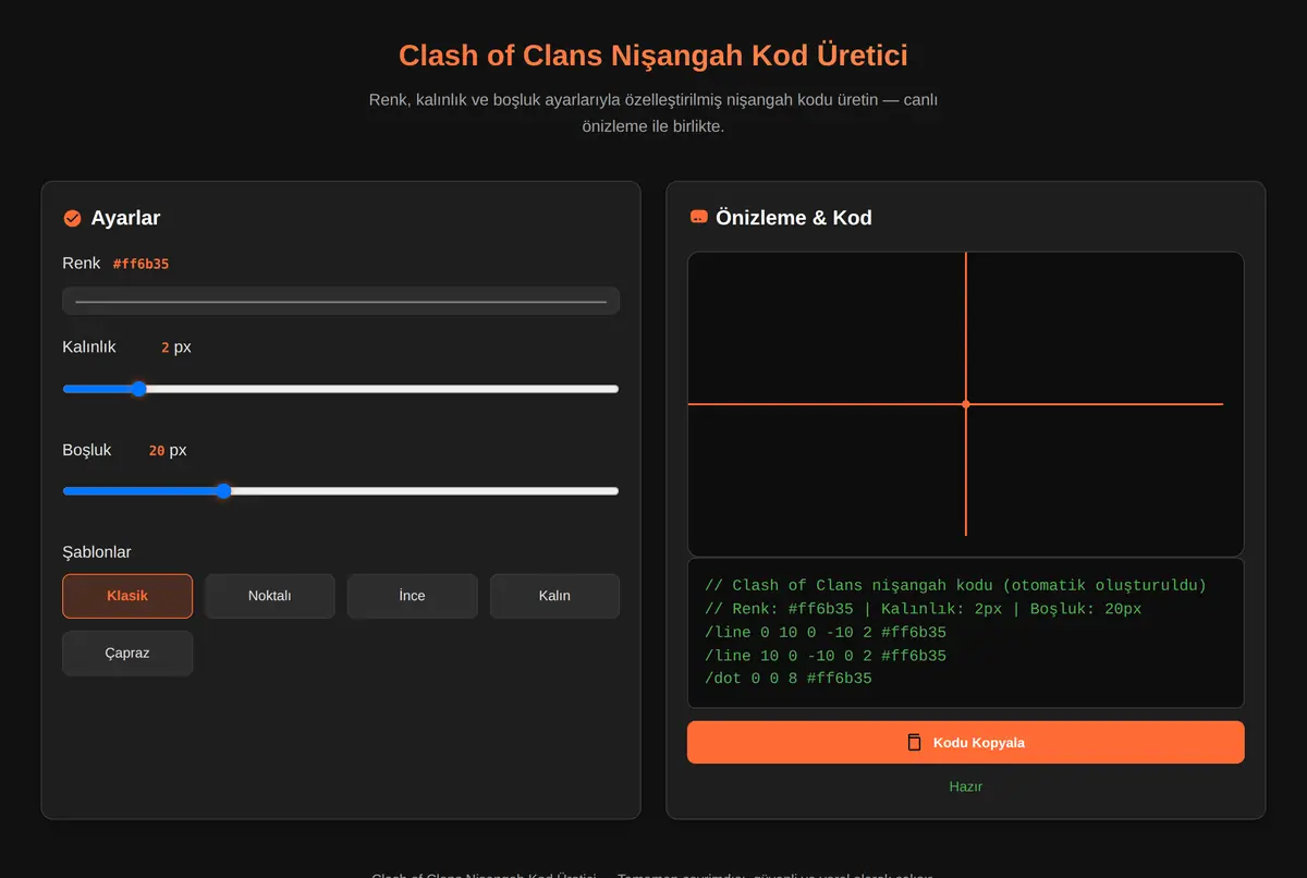 Clash of Clans Nişangah Kod Üretici ekran görüntüsü 2