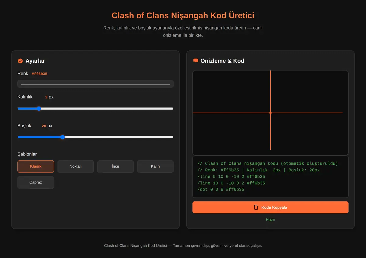 Clash of Clans Nişangah Kod Üretici ekran görüntüsü 3