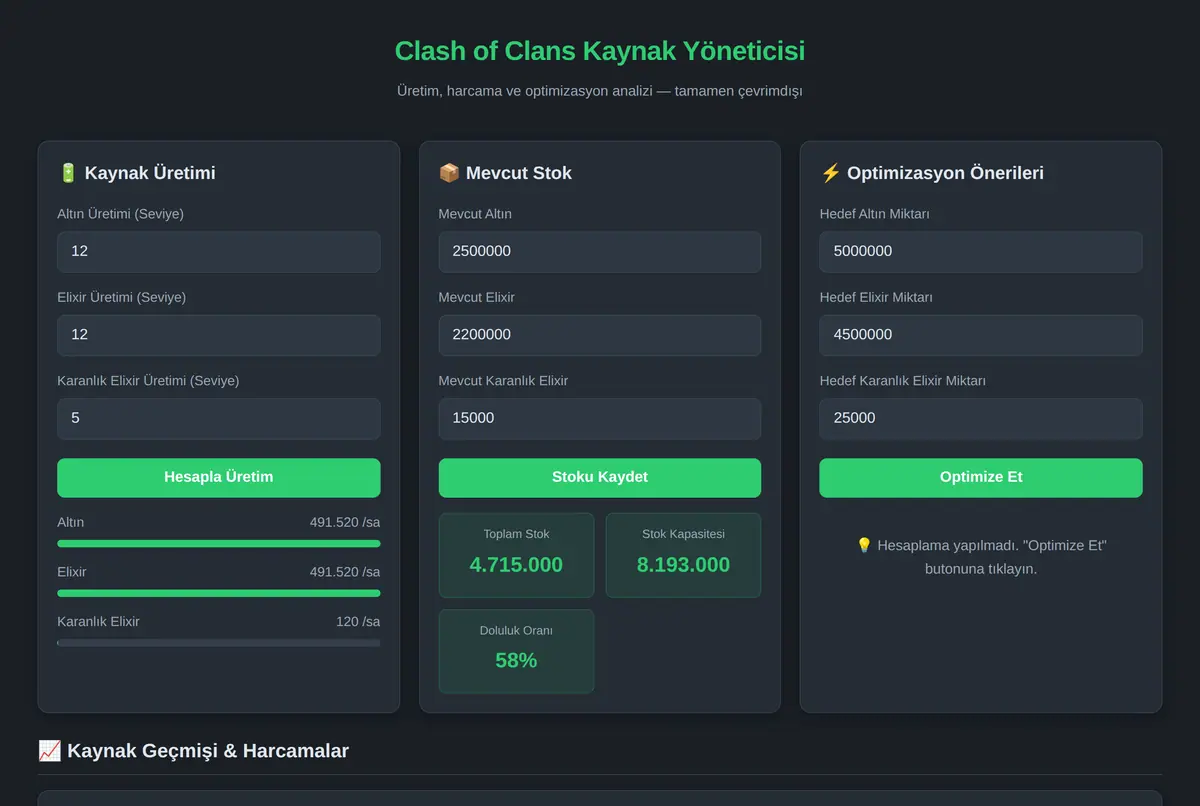 Clash of Clans Kaynak Yöneticisi ekran görüntüsü 2